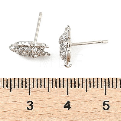 Brass Micro Pave Clear Cubic Zirconia Stud Earrings EJEW-R016-26P-07-1