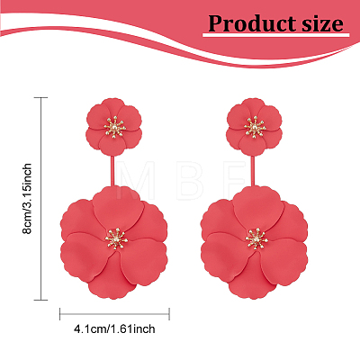 ANATTASOUL 2 Pairs 2 Colors Alloy Double Flower Dangle Stud Earrings EJEW-AN0001-31-1