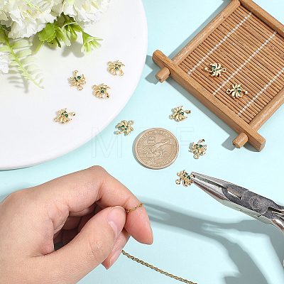 10Pcs Brass Micro Pave Cubic Zirconia Pendants KK-BBC0027-94-1