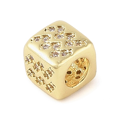 Brass Micro Pave Clear Cubic Zirconia European Beads LS-KK-K368-01G-11-1