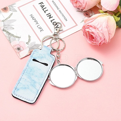 PU Leather & Iron Mirror Keychains HJEW-YW00545-01-1