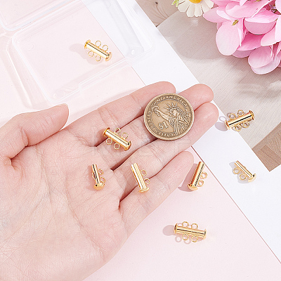 6Pcs Brass Slide Lock Clasps KK-BBC0027-58A-1