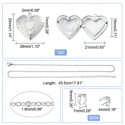 Heart Pendant Necklace DIY Making Kit DIY-DC0001-19-1