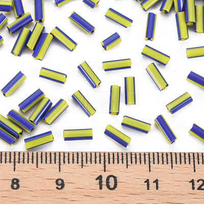 Opaque Colours Two Tone Seed Glass Bugle Beads SEED-T006-02B-03-1