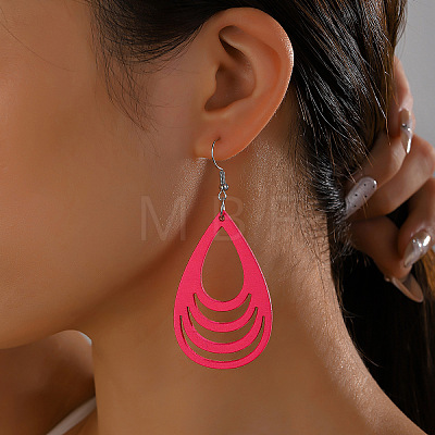 Hollow Out Teardrop Wood Dangle Earrings FS-WG56C65-05-1