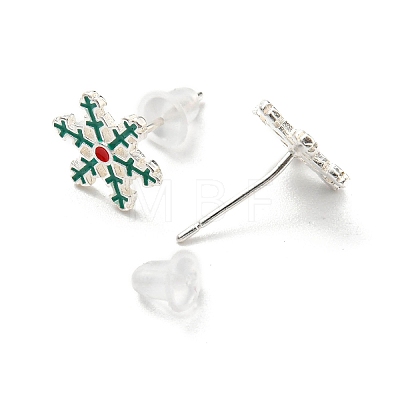 Christmas Theme Brass Stud Earrings EJEW-D062-01G-S-1