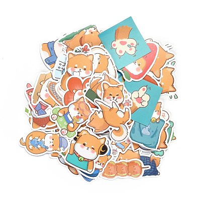 50Pcs 50 Styles Paper Shiba Inu Dog Cartoon Stickers Sets STIC-P004-23A-1