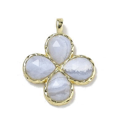 Natural Blue Lace Agate Faceted Pendants G-A308-01G-07-1