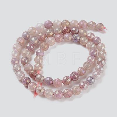 Round Natural Electroplated Strawberry Quartz Beads G-P447-B04-01-1