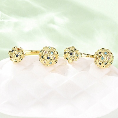Brass Micro Pave Cubic Zirconia Stud Earrings EJEW-D351-13G-01-1
