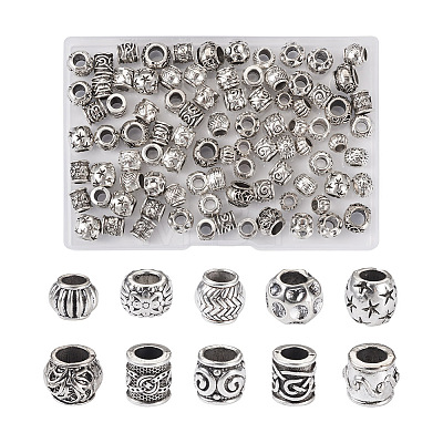 Craftdady 100Pcs 10 Style Tibetan Style Alloy European Beads FIND-CD0001-34-1