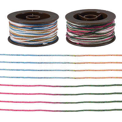 2 Rolls 2 Colors Segment Dyed Round Polyester Twisted Cords OCOR-TA0003-71-1