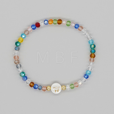 Handmade Bohemian Colorful Faceted Rondelle Glass Beaded Stretch Bracelets UI5654-23-1