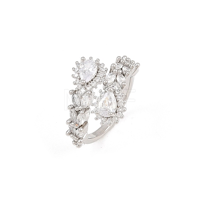 Brass Micro Pave Cubic Zirconia Cuff Rings for Women RJEW-Z113-48P-1