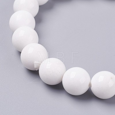 Natural Mashan Jade Beaded Stretch Bracelet BJEW-P207-34-8mm-1