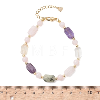 Natural Rose Quartz & Prehnite & Quartz Crystal & Amethyst Beaded Bracelets for Women BJEW-JB13661-1