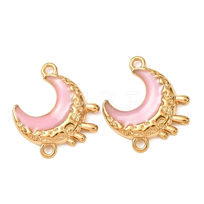 304 Stainless Steel Enamel Crescent Moon Links Connector Charms STAS-D263-14A-G-1