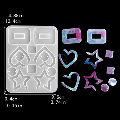 DIY Heart/Star/Rectangle Pendant Silicone Molds DIY-YW0008-03-1