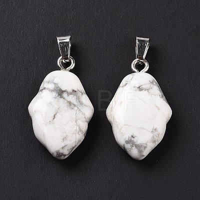 Natural Howlite Pendants G-B041-03P-14-1