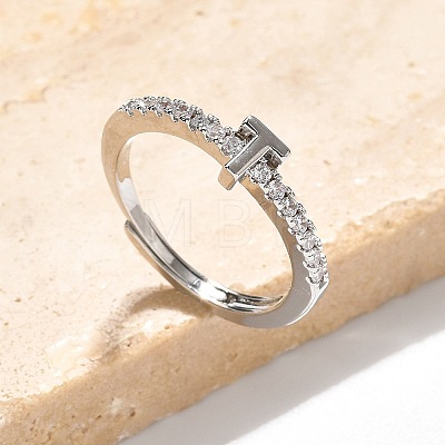 S925 Sterling Silver Adjustable Letter Rings for Women RJEW-M068-01P-T-1