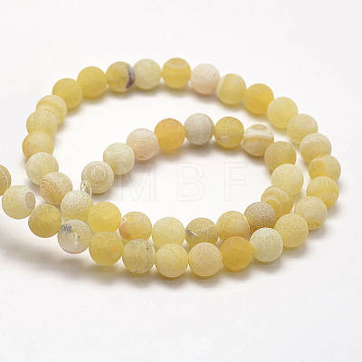 Frosted Natural Agate Beads Strands G-F367-6mm-11-1