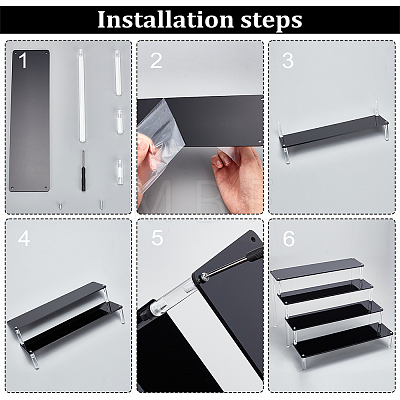 4-Tier Assembled Transparent Acrylic Organizer Display Risers ODIS-WH0029-86B-1
