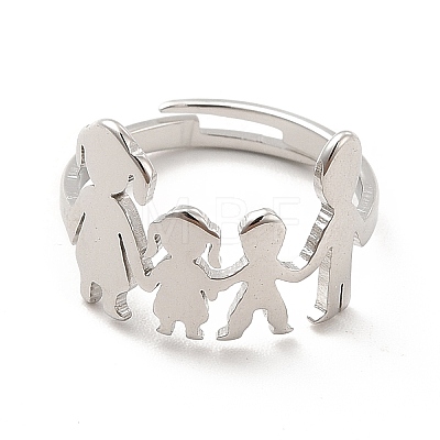 201 Stainless Steel Family Adjustable Ring for Women RJEW-F131-03P-1