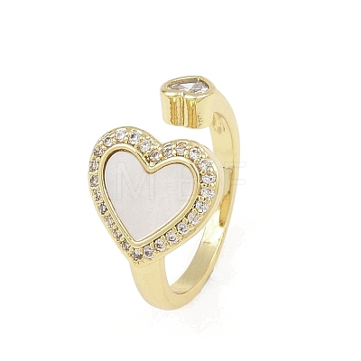 Brass Micro Pave Cubic Zirconia Open Cuff Rings for Women RJEW-K308-03B-G-1