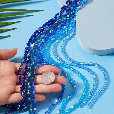 10 Strands 5 Colors Electroplate Transparent Glass Beads Strands EGLA-TA0013-78B-1
