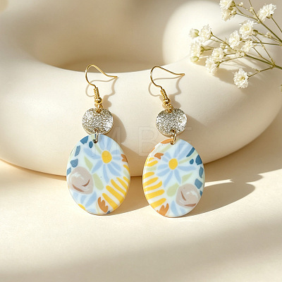 Handmade Polymer Clay & Alloy Dangle Earrings WGD9B2E-02-1