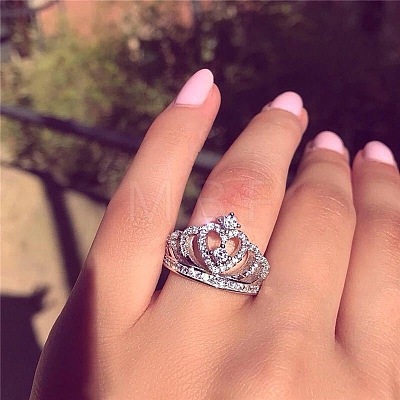 Fashionable Alloy Rhinestone Finger Rings FS-WG5016E-03-1