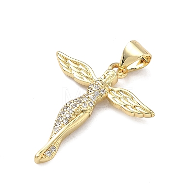 Brass Micro Pave Clear Cubic Zirconia Pendants KK-F930-29A-G-1