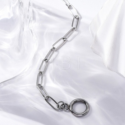 Tarnish Resistant 304 Stainless Steel Paperclip Chain Bracelets X-BJEW-JB04967-1