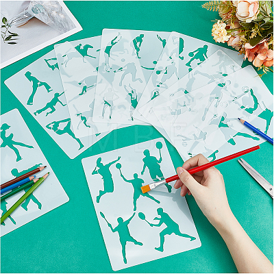Sport Theme PET Plastic Hollow Out Drawing Painting Stencils Templates Sets DIY-WH0028-65-1