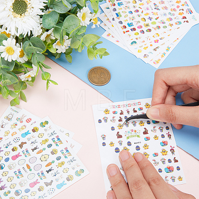 Globleland 10 Sheets 10 Style Paper Nail Art Stickers Decals DIY-GL0006-05-1