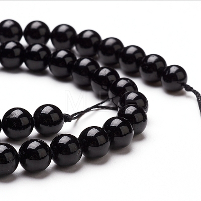 Natural Black Tourmaline Beads Strands G-L554-02-8mm-1