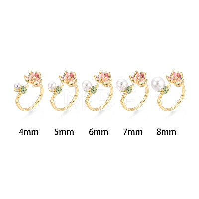 Lotus Brass Enamel Cuff Rings Setting KK-T079-14G-1