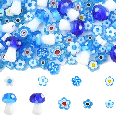 156Pcs 9 Styles Handmade Millefiori Glass Beads LAMP-FS0001-33-1