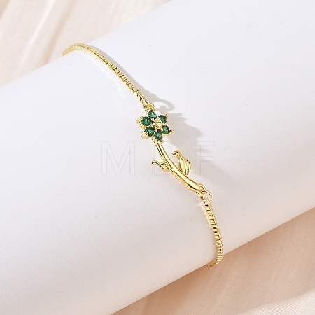 Adjustable Brass Micro Pave Clear Cubic Zirconia Box Chain Slider Bracelets BJEW-C156-09G-01-1