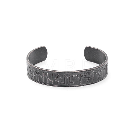 Viking Rune Engraved Pattern 304 Stainless Steel Cuff Bangles for Men WG7ABAB-01-1