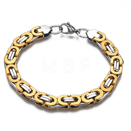 Non-Tarnish 201 Stainless Steel Byzantine Chain Bracelets BJEW-S057-88A-1