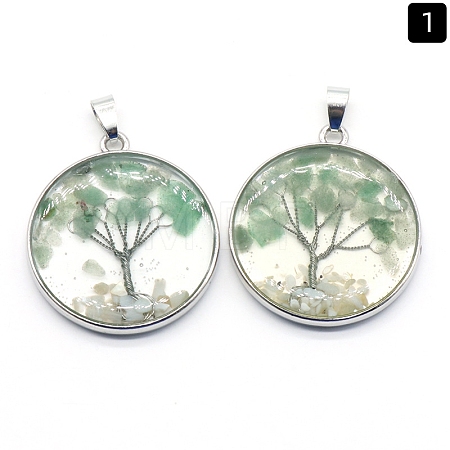 Natural Green Aventurine Pendants PW-WGDCF81-09-1