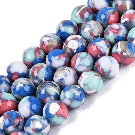Assembled Synthetic Turquoise and Trochus Shell Beads Strands G-N369-02C-02-1