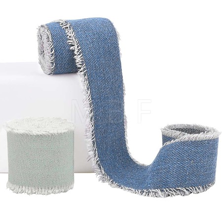2 Rolls 2 Colors Polycotton Frayed Ribbon OCOR-CY0001-22A-1