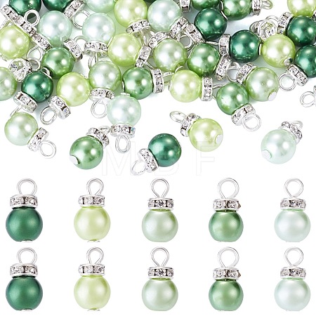70Pcs 5 Colors Glass Pearl Pendants PALLOY-TAC0320-1