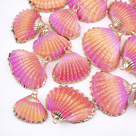 Spray Paint & Electroplate Sea Shell Pendants LS-SSHEL-S262-07D-1