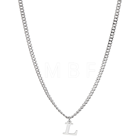 1Pc 304 Stainless Steel Letter Pendant Necklaces NJEW-LP0001-33L-P-1