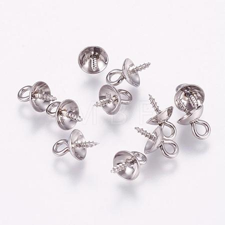 Tarnish Resistant 201 Stainless Steel Peg Bails Pendants for Half-driled Beads STAS-K148-12C-1