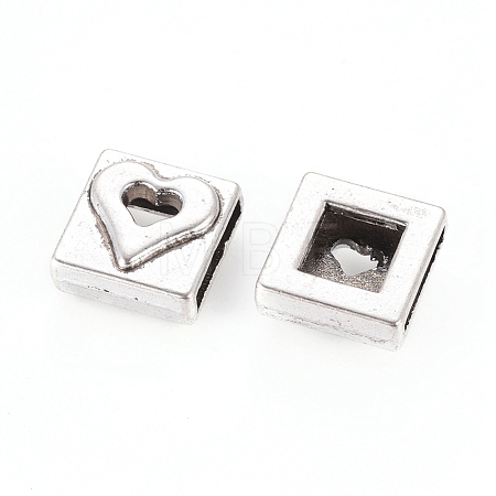 Square Tibetan Style Slide Charms Fit Pet Dog Cat Tag Collar Wristband X-TIBE-A124702-AS-FF-1