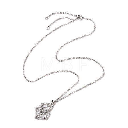 304 Stainless Steel Cable Chain Macrame Pouch Slider Necklace Making NJEW-JN05063-01-1
